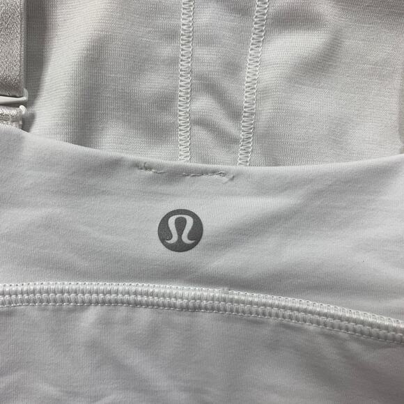 Lululemon Sports Bra Womens 4 White Longline Adjustable Thick Strap Unpadded - Picture 7 of 12